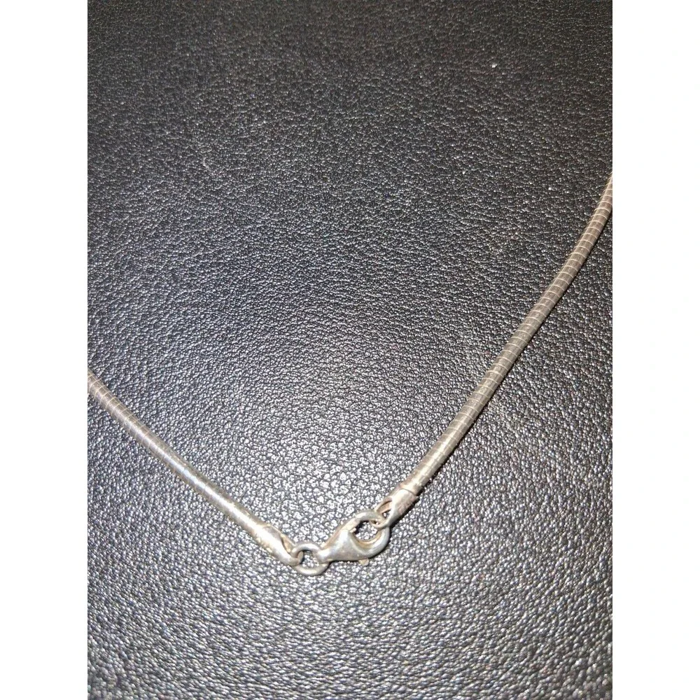 925 Sterling Silver Hammered Circle Pendant Necklace Italian Snake 16
